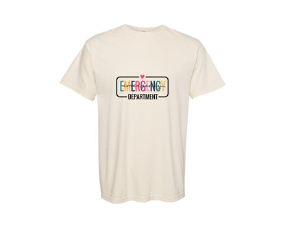 brand:Comfort Colors|color:Ivory|Emergency Department Sleeve Svgnursesvg Graphic T-Shirt
