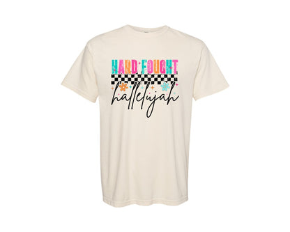 brand:Comfort Colors|color:Ivory|Hard Fought Hallelujah Christian 7 Graphic T-Shirt