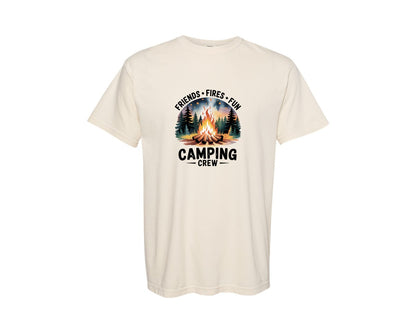 brand:Comfort Colors|color:Ivory|Friends Fires Fun Camping Crew Camp Graphic T-Shirt