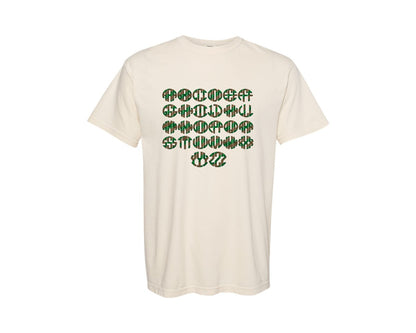 brand:Comfort Colors|color:Ivory|Sharmrock Plaid Leopard Circle Monogram Graphic T-Shirt