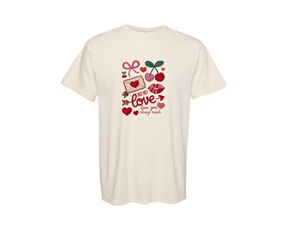 brand:Comfort Colors|color:Ivory|Valentine Love You Cherry Much 2 Graphic T-Shirt