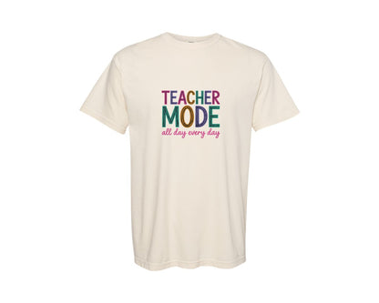 brand:Comfort Colors|color:Ivory|Teacher Mode Pngteacher Gift Teacher Graphic T-Shirt