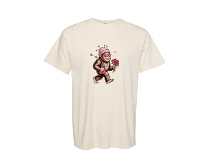 brand:Comfort Colors|color:Ivory|Valentine Bigfoot Love Sasquatch Tee Graphic T-Shirt