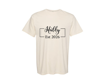 brand:Comfort Colors|color:Ivory|Hubby And Wifey Est 2026 Set Graphic T-Shirt