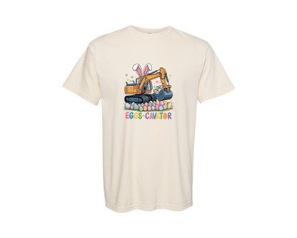 brand:Comfort Colors|color:Ivory|Eggs Cavator Easter Excavator 3 Graphic T-Shirt