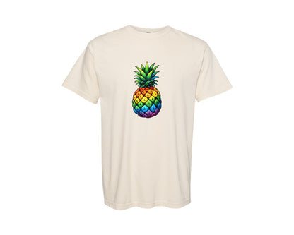 brand:Comfort Colors|color:Ivory|Colorful Pineapple Pride Art 3 Graphic T-Shirt