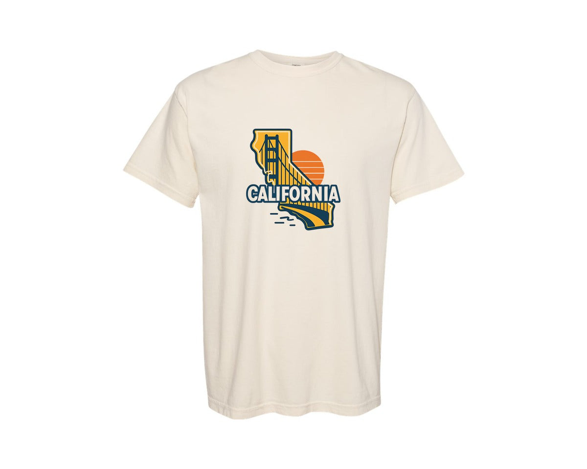 brand:Comfort Colors|color:Ivory|California State Map 2 Graphic T-Shirt