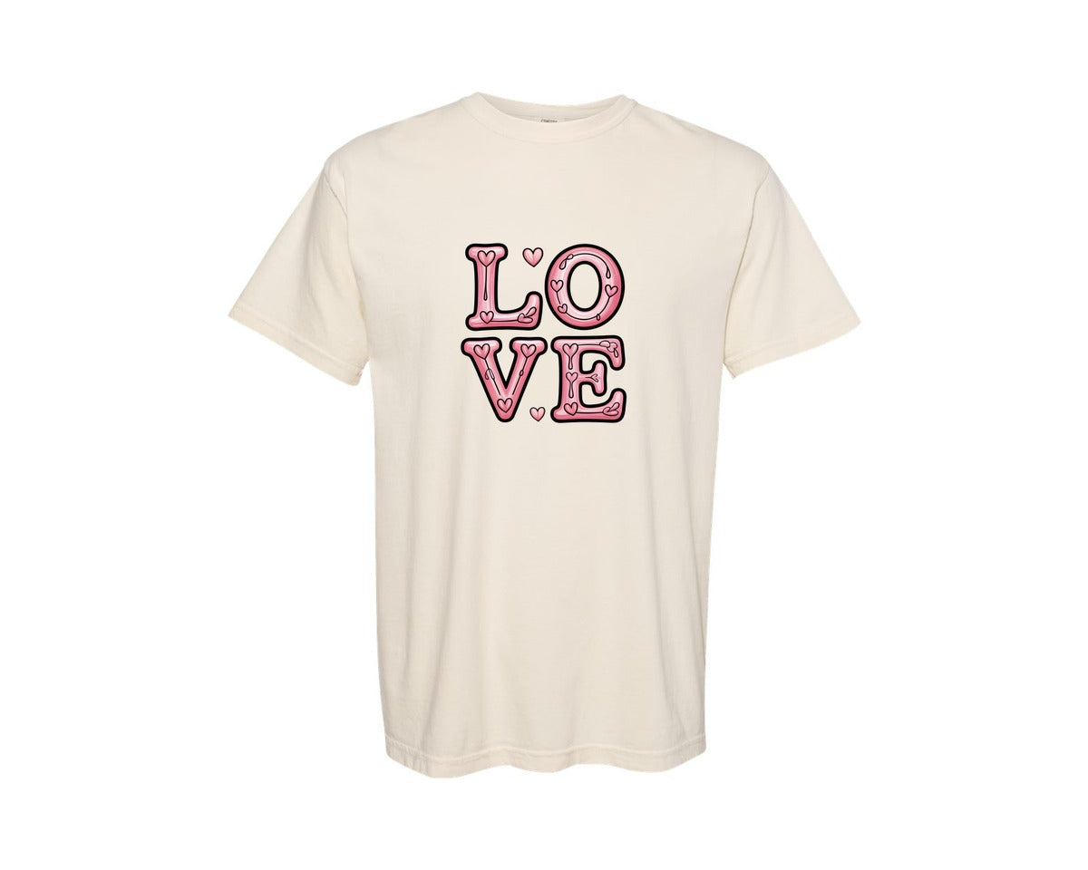 brand:Comfort Colors|color:Ivory|Love Valentines Day Valentine 3 Graphic T-Shirt