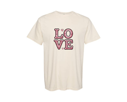 brand:Comfort Colors|color:Ivory|Love Valentines Day Valentine 3 Graphic T-Shirt