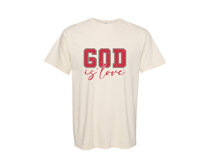 brand:Comfort Colors|color:Ivory|God Is Love Valentine T Shirt Design Graphic T-Shirt