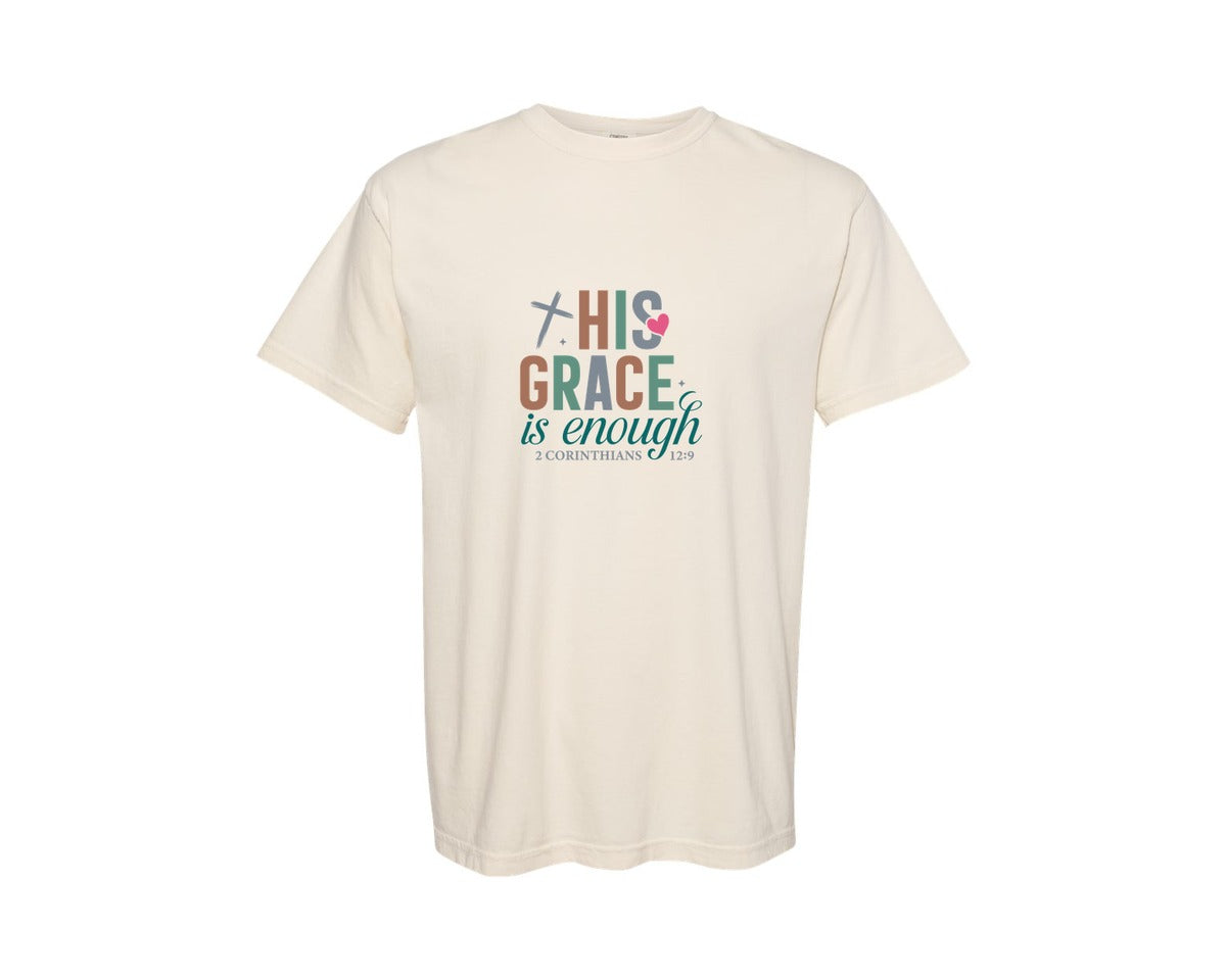 brand:Comfort Colors|color:Ivory|His Grace Is Enough Gods Love Graphic T-Shirt
