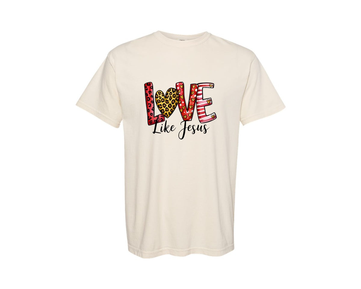brand:Comfort Colors|color:Ivory|Love Like Jesus Vintage 3 Graphic T-Shirt