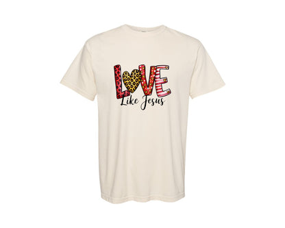 brand:Comfort Colors|color:Ivory|Love Like Jesus Vintage 3 Graphic T-Shirt