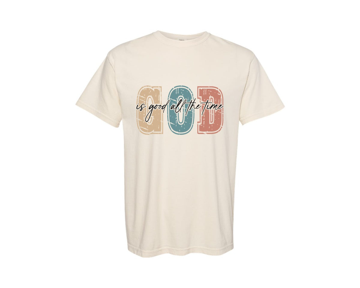brand:Comfort Colors|color:Ivory|Christian God Is Good All The Time 8 Graphic T-Shirt