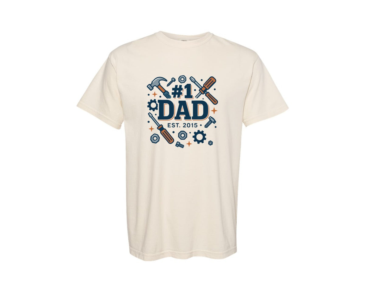 brand:Comfort Colors|color:Ivory|Dad Established Fathers Day Gift Idea Graphic T-Shirt