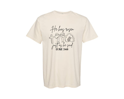 brand:Comfort Colors|color:Ivory|He Has Risen Graphic T-Shirt