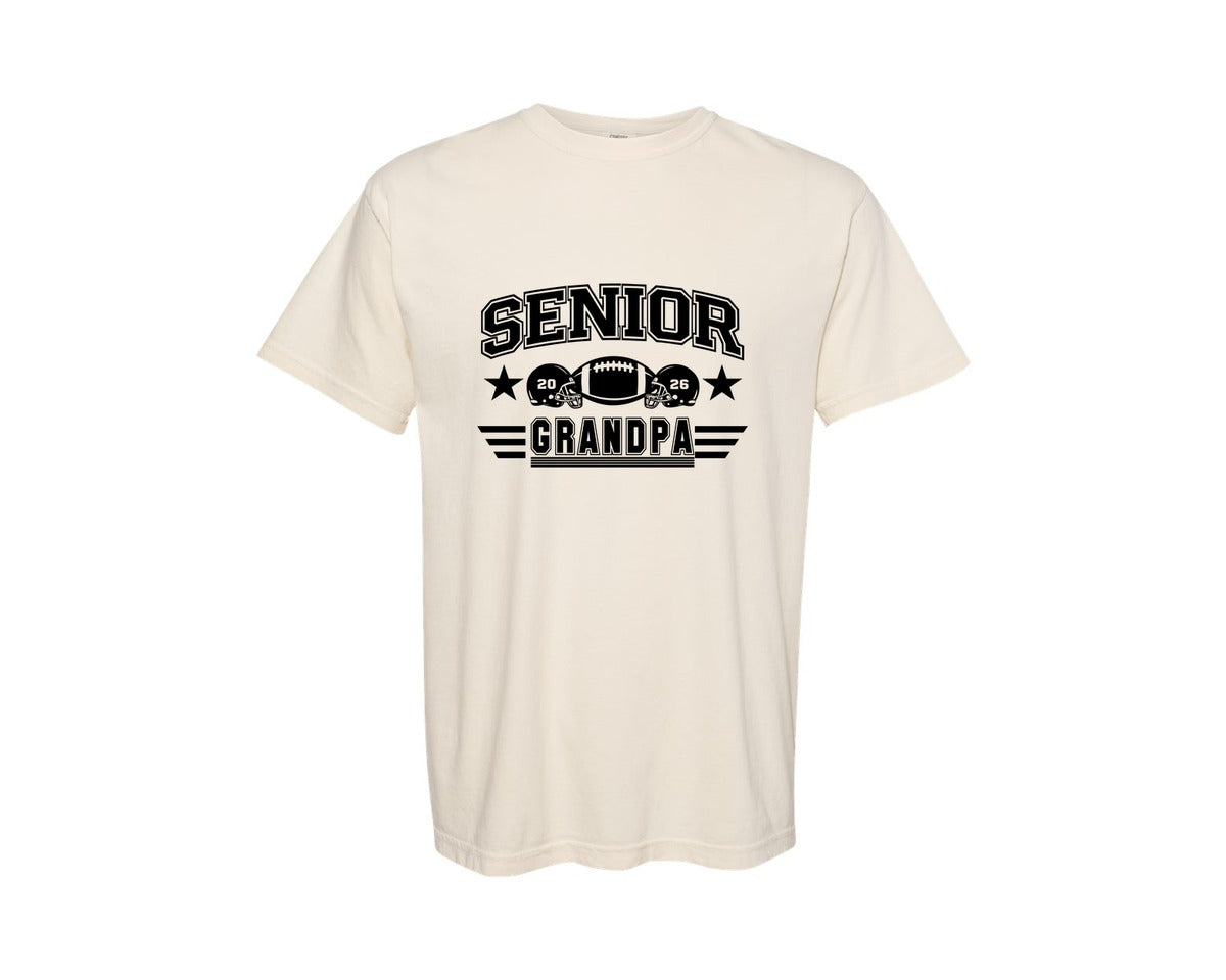 brand:Comfort Colors|color:Ivory|Senior Grandpa 2026 Football Pride Graphic T-Shirt