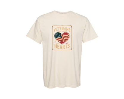 brand:Comfort Colors|color:Ivory|Veterans Carry History Hearts T Shirt Graphic T-Shirt