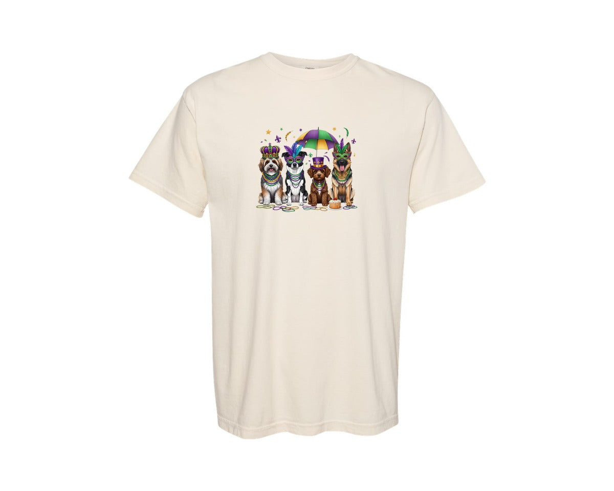 brand:Comfort Colors|color:Ivory|Mardi Gras Dogs Graphic T-Shirt