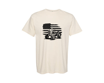 brand:Comfort Colors|color:Ivory|Tractor Flag Vector T Shirt Design Graphic T-Shirt