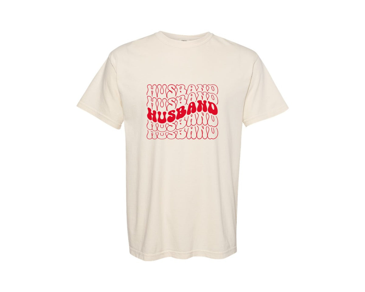brand:Comfort Colors|color:Ivory|Husband Wife Matching Couple T Shirt Set Graphic T-Shirt