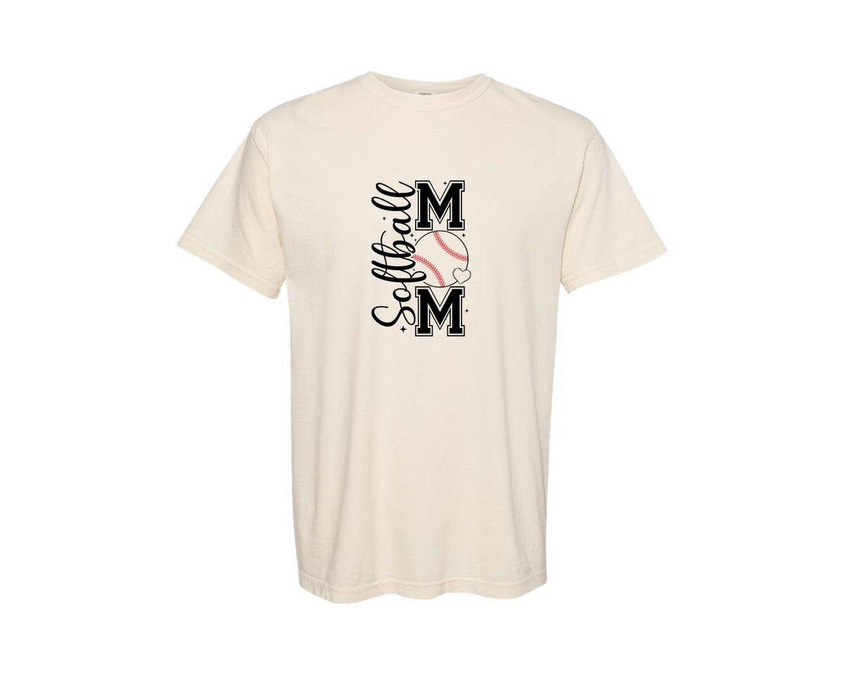 brand:Comfort Colors|color:Ivory|Softball Mom T Shirt Design Graphic T-Shirt