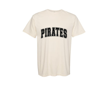 brand:Comfort Colors|color:Ivory|Retro Pirates Distressed Pirate Team Graphic T-Shirt