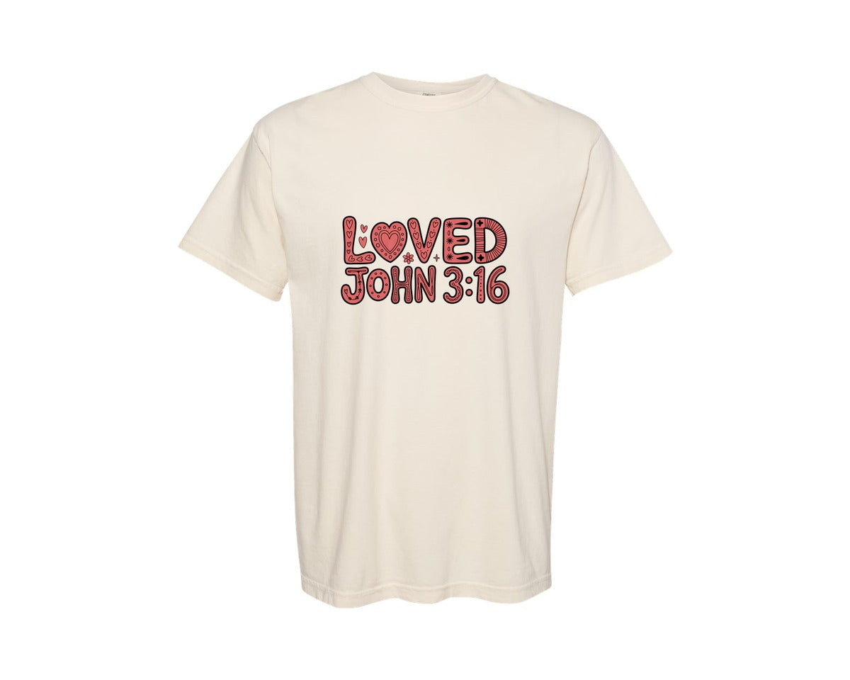 brand:Comfort Colors|color:Ivory|Christian Valentines Graphic T-Shirt