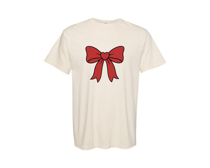 brand:Comfort Colors|color:Ivory|Heart Coquette Bow Graphic T-Shirt