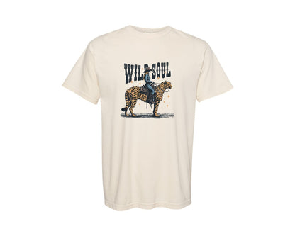 brand:Comfort Colors|color:Ivory|Wild Soul Cowgirl Riding Cheetah Shirt Graphic T-Shirt