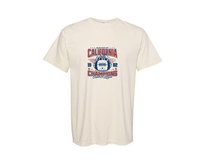 brand:Comfort Colors|color:Ivory|Varsity Football California Print Design Graphic T-Shirt