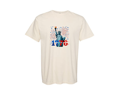 brand:Comfort Colors|color:Ivory|Statue Of Liberty 1776 Fireworks T Shirt Graphic T-Shirt