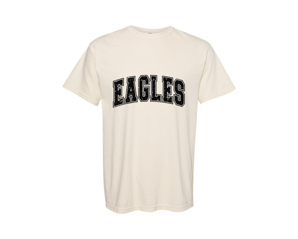 brand:Comfort Colors|color:Ivory|Eagles Distressed Varsity Retro Eagle Graphic T-Shirt