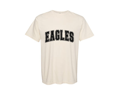 brand:Comfort Colors|color:Ivory|Eagles Distressed Varsity Retro Eagle Graphic T-Shirt