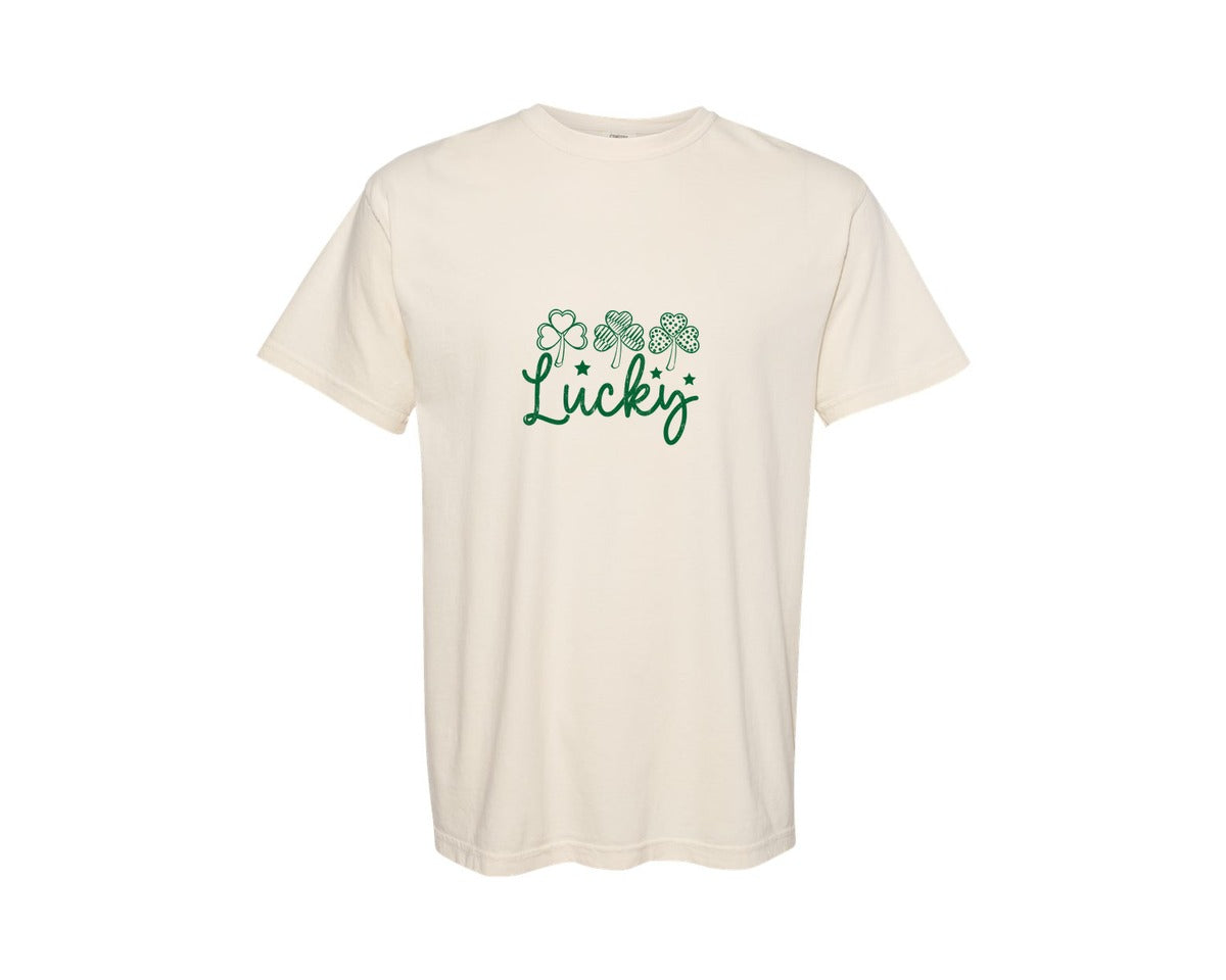 brand:Comfort Colors|color:Ivory|St Patricks Day Shamrock Heart 14 Graphic T-Shirt