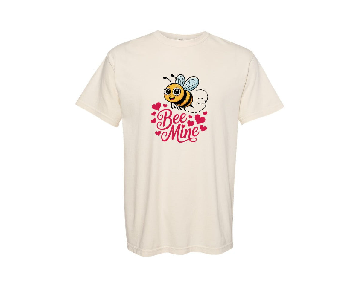 brand:Comfort Colors|color:Ivory|Bee Mine Funny Valentines Day Graphic T-Shirt