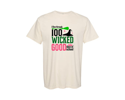 brand:Comfort Colors|color:Ivory|I Flew Through 100 Wicked Good Days Of Graphic T-Shirt