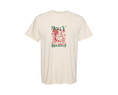 brand:Comfort Colors|color:Ivory|Jolly Holidays Vintage Holiday Typograph Graphic T-Shirt