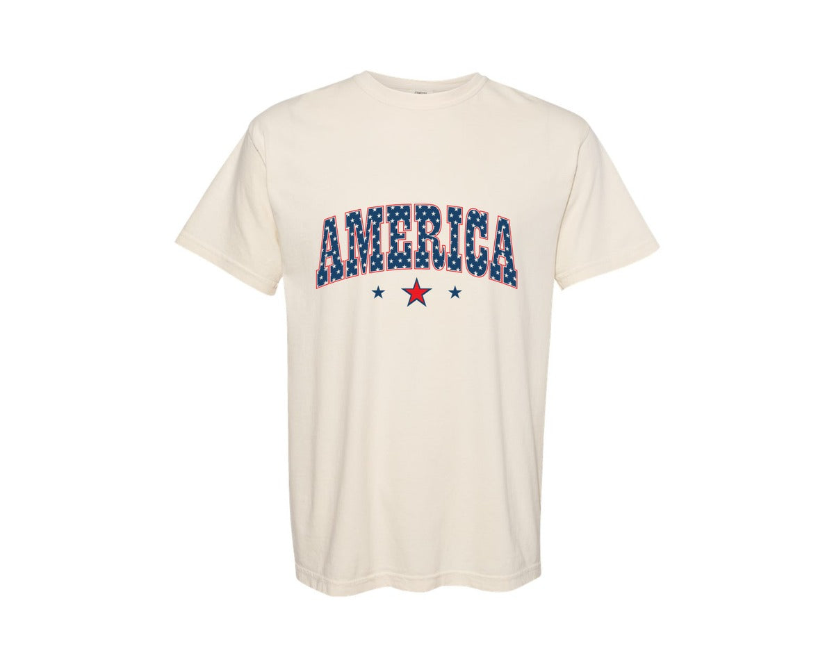 brand:Comfort Colors|color:Ivory|Usa Retro America Memorial Day Graphic T-Shirt