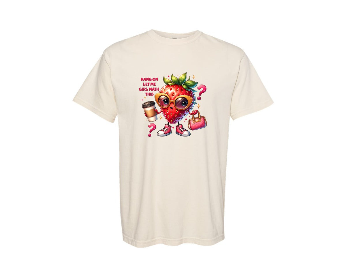brand:Comfort Colors|color:Ivory|Funny Strawberry Girl Math Graphic T-Shirt