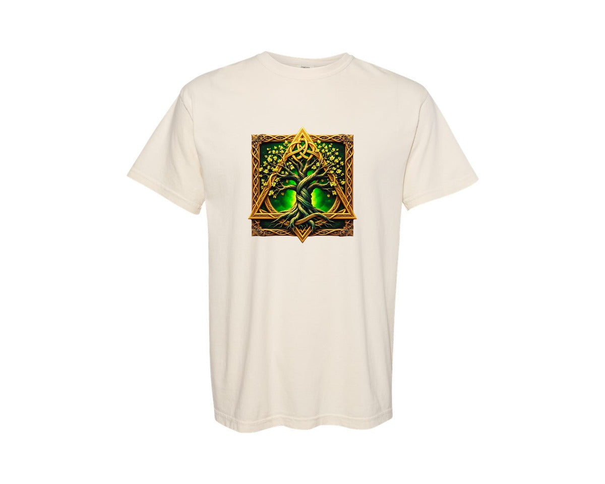 brand:Comfort Colors|color:Ivory|Celtic Tree Of Life Mystical Tree Graphic T-Shirt