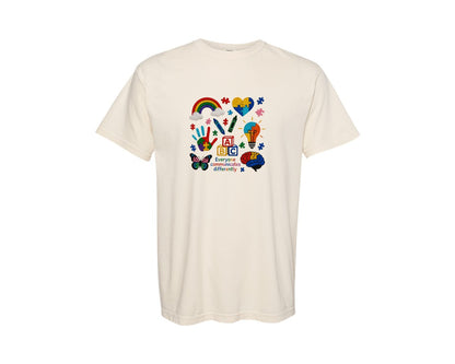 brand:Comfort Colors|color:Ivory|Autism Puzzle Doodle Heart Shirt Graphic T-Shirt