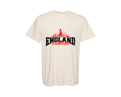 brand:Comfort Colors|color:Ivory|Distressed London England Shirt Graphic T-Shirt