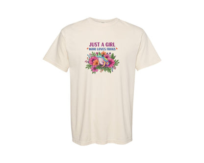 brand:Comfort Colors|color:Ivory|Just A Girl Who Loves Frogs Graphic T-Shirt