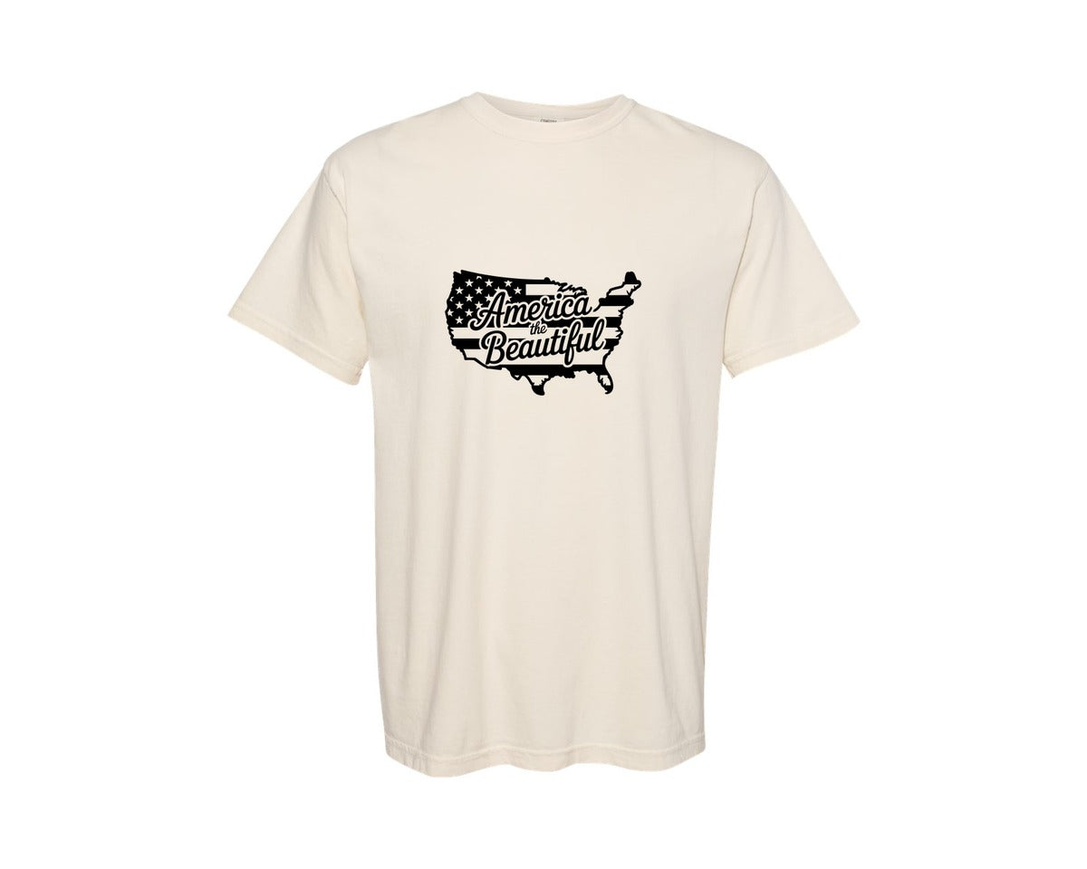 brand:Comfort Colors|color:Ivory|America The Beautiful American Flag Graphic T-Shirt