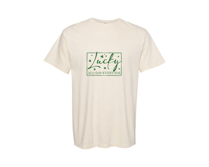 brand:Comfort Colors|color:Ivory|Lucky All Day Every Day St Patricks 3 Graphic T-Shirt