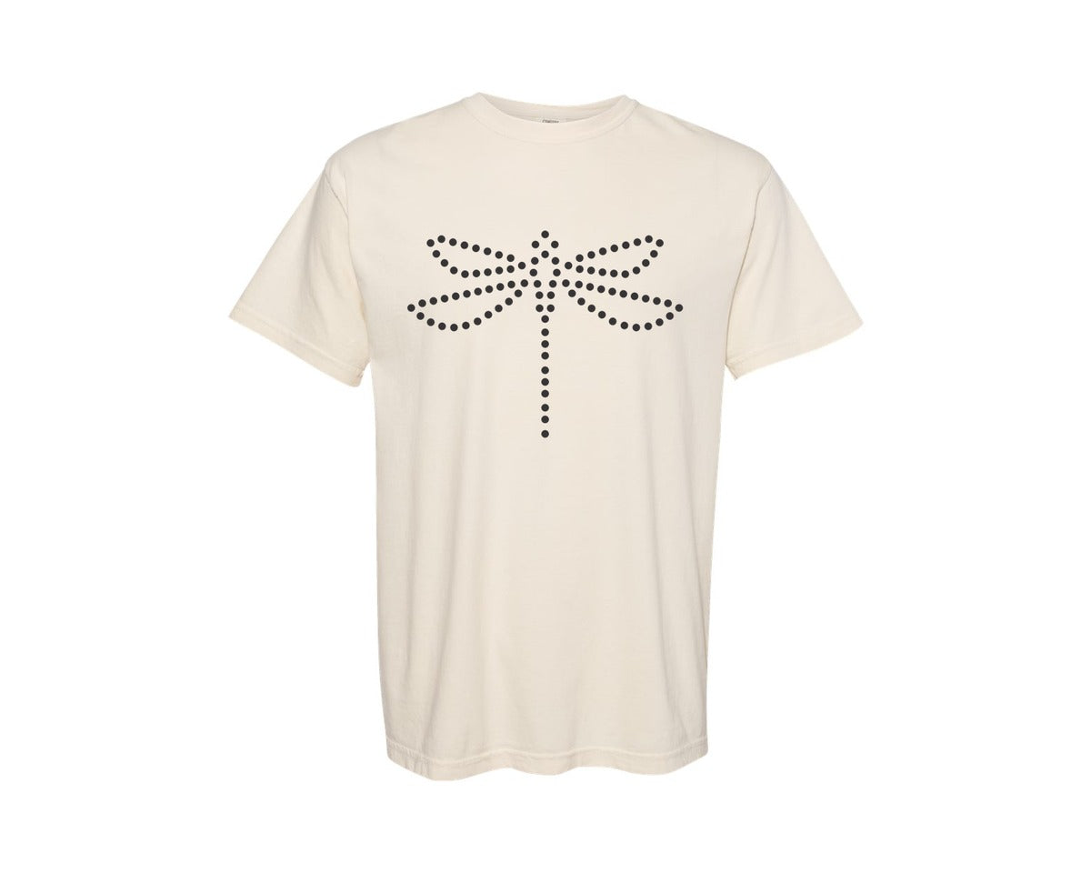 brand:Comfort Colors|color:Ivory|Rhinestone Template Design Dragonfly Graphic T-Shirt