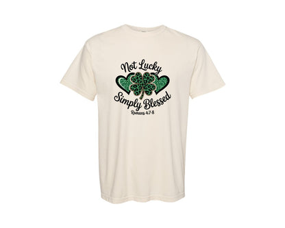 brand:Comfort Colors|color:Ivory|Not Lucky Simply Blessed St Patricks 2 Graphic T-Shirt