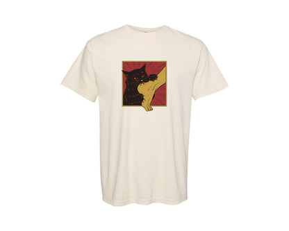 brand:Comfort Colors|color:Ivory|Vintage Horror Japanese Anime Cat Bite Graphic T-Shirt