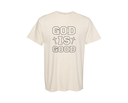 brand:Comfort Colors|color:Ivory|Doodle God Is Good Preppy Retro Chr 3 Graphic T-Shirt